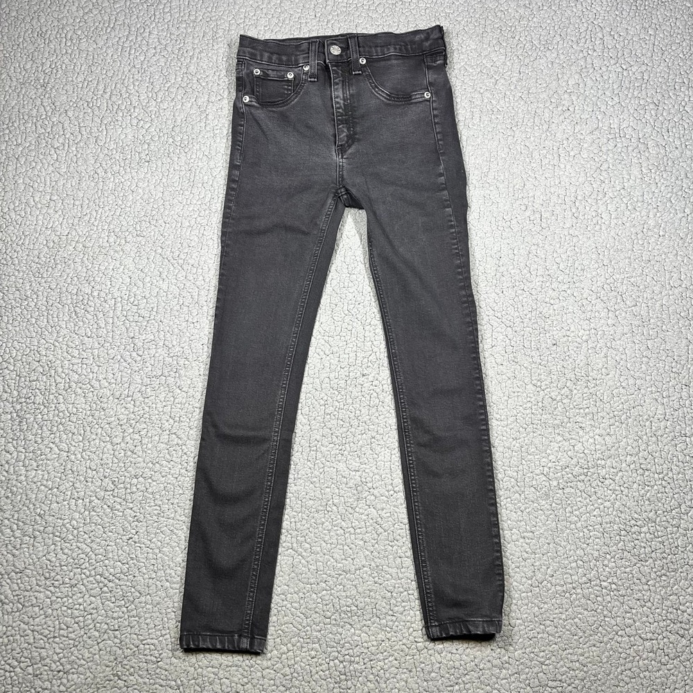 Rag &‎ Bone High Rise Ankle Skinny Jeans Black Womens 25  W1551I769BLK Made USA